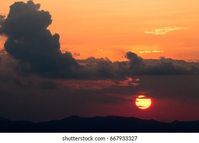 colorful dramatic sky with cloud at sunset