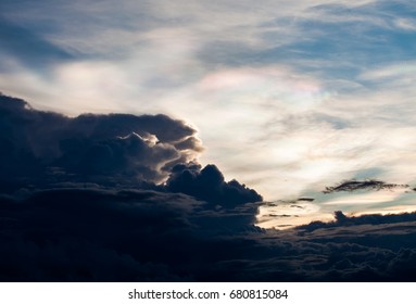 colorful dramatic sky with cloud at sunset