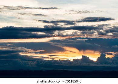 colorful dramatic sky with cloud at sunset