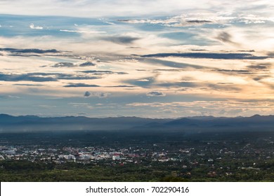colorful dramatic sky with cloud at sunset