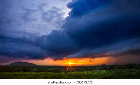 colorful dramatic sky with cloud at sunset