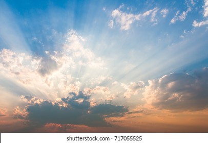 Colorful Dramatic Sky With Cloud At Sunset.