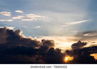 colorful dramatic sky with cloud at sunset.