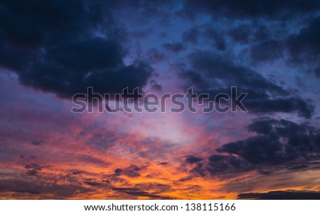 colorful dramatic sky with cloud at sunset