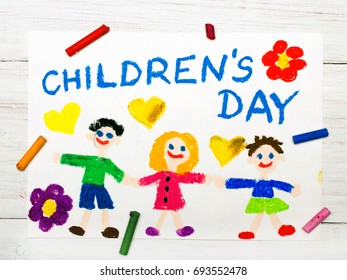 Dibujo colorido: Tarjeta para el día de los niños 