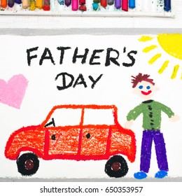 Colorful Drawing: Happy Fathers Day Card Made By A Child