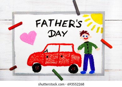 Colorful Drawing: Happy Fathers Day Card Made By A Child