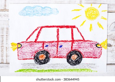 Colorful Drawing: Red Car