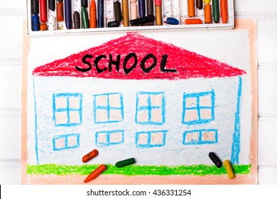 Colorful Drawing: School Building