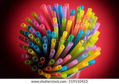 Colorful drinking straws in Focus
