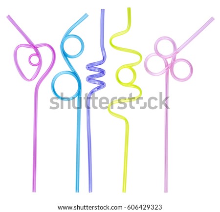 Colorful drinking straws isolated on white background