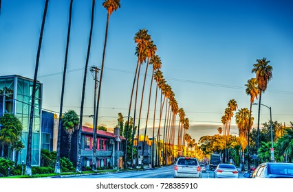 Colorful Dusk On Sunset Boulevard. Los Angeles, California