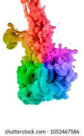 colorful dye in water on white background - Shutterstock ID 1052467586