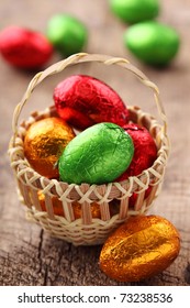 Colorful Easter Egg Candy In Basket