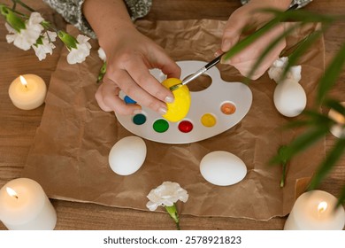 Colorful Easter egg decorating activity for spring holiday celebration