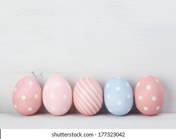 Colorful easter eggs. Background with easter eggs. With retro filter effect