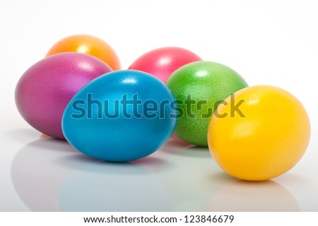 lot of colorful easter eggs isolated against white background