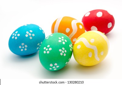 Colorful Easter Eggs Isolated Over White Background