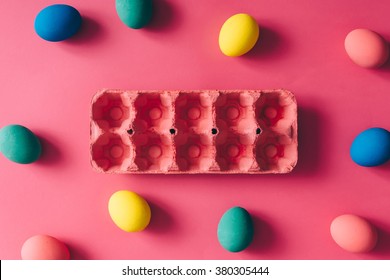 Colorful Easter eggs on pink background - Powered by Shutterstock