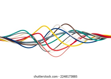 Colorful electrical cable wire isolated on white background