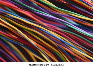 Colorful electrical wire used in telecommunication internet cable network and computer system - Shutterstock ID 502398553