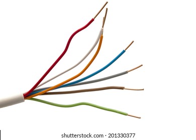 Colorful Electrical Wires Isolated On White Background