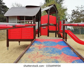 Colorful equipment for children's urban park - Shutterstock ID 1556494934