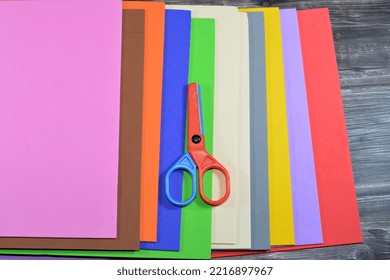 Colorful Eva Foam Sheets, Colored Cardboard, Rubber Pad, Sponge Papers For School For Arts And Crafts Projects, Pile Of Multicolored School Board Papers For Children, Back To School Education Concept