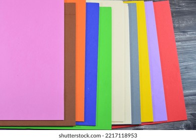 Colorful Eva Foam Sheets, Colored Cardboard, Rubber Pad, Sponge Papers For School For Arts And Crafts Projects, Pile Of Multicolored School Board Papers For Children, Back To School Education Concept