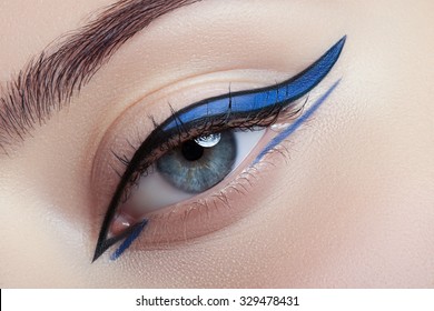 Colorful Eye Makeup Closeup.