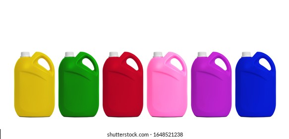 Colorful Fabric Softener Bottle  Isolated On White Bacjground.