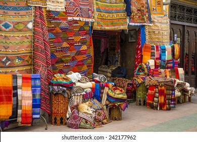 Colorful Fabrics On The Agadir Market In Morocco
