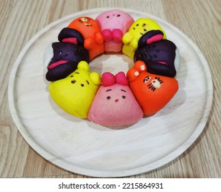 Colorful fancy bread on the plate 