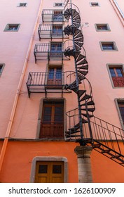 Colorful Fire Scape Stairway In Spiral, In The Mexican City Of Guanajuato