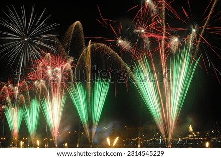 Colorful firework, pyromania, fire in assorted colors