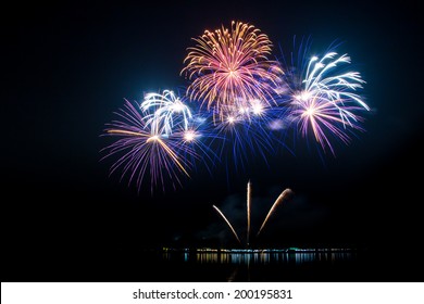 Colorful Firework Show Taken In Thailand