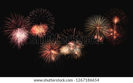 Colorful fireworks explosion on black background