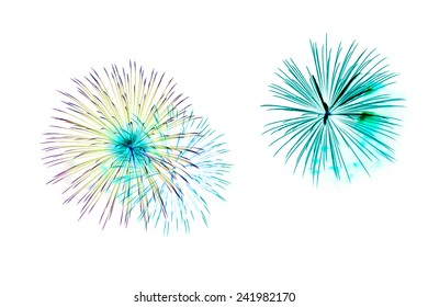 Colorful Fireworks Light On The White Background