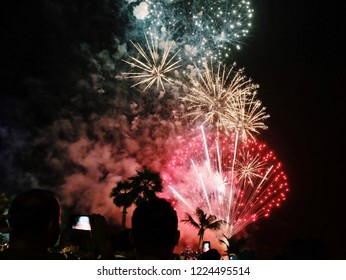 Colorful Fireworks In The Sky In Celebration Of Eid