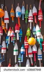 Colorful Fishing Floats Hanging on the Wall