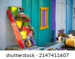 Colorful fishing village of Klima with white houses and colorful doors on Milos Island in Greece