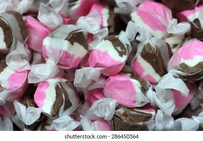 Colorful And Flavored Salty Water Taffy Candy 