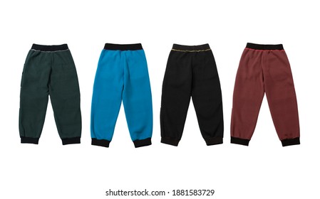 Colorful Fleece Pants Isolated On White Background, Front View