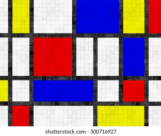 Colorful Floor Or Wall Tile Background - Mondrian Style