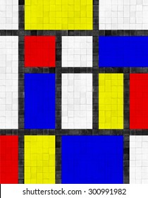 Colorful Floor Or Wall Tile Background - Mondrian Style