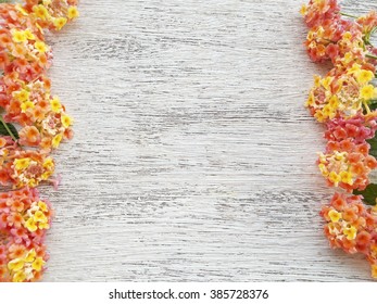 Colorful Floral Border On White Wood Stock Photo 385728376 | Shutterstock