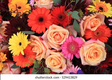 A colorful flower arrangement for a wedding