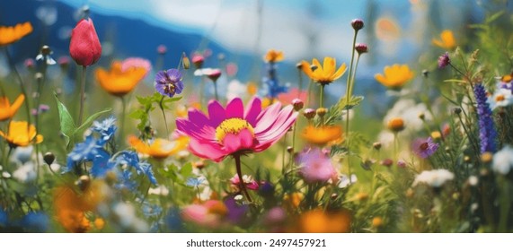 Colorful flowers meadow in a spring day - Powered by Shutterstock