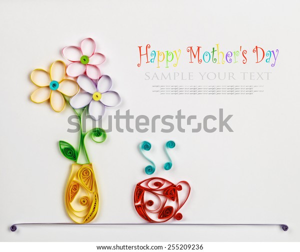 Colorful Flowers Vase Hot Cup Made Stock Photo Edit Now 255209236