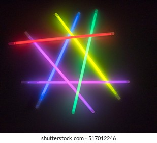 Colorful fluorescent light neon on black background
